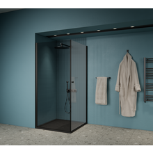 Gliss Magus Zwarte Douchecabine met Dubbele draaideur 90 x 90 x 190 cm 6mm Veiligheidsglas met Antikalk