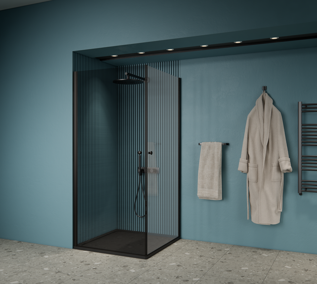 Gliss Magus Zwarte Douchecabine met Dubbele draaideur 90 x 90 x 190 cm 6mm Veiligheidsglas met Antikalk