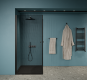 Gliss Magus Zwarte Douchecabine met Dubbele draaideur 90 x 90 x 190 cm 6mm Veiligheidsglas met Antikalk