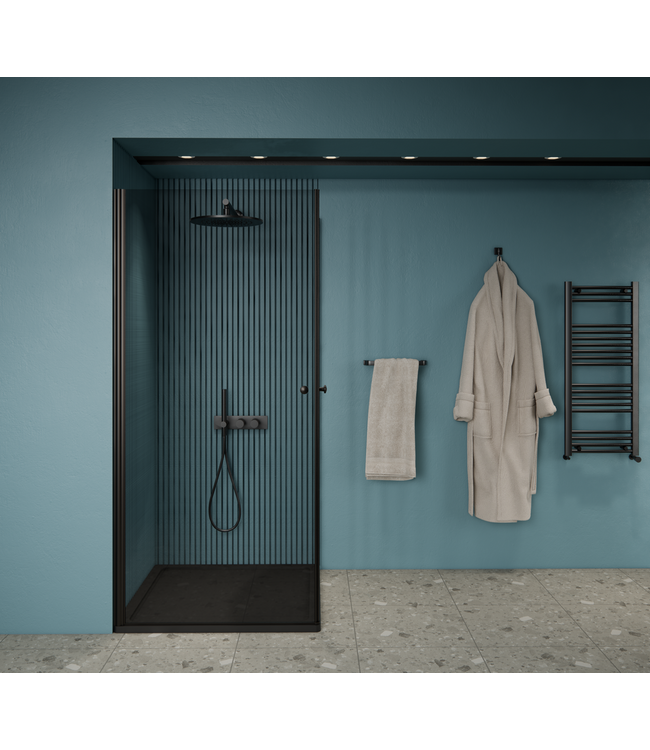 Gliss Magus Zwarte Douchecabine met Dubbele draaideur 90 x 90 x 190 cm 6mm Veiligheidsglas met Antikalk