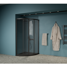 Gliss Douchecabine Kwartrond Opal Zwart 80x80 cm 5mm Veiligheidsglas 190cm helderglas met Nano-coating