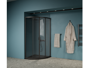Gliss Douchecabine Kwartrond Opal Zwart 80x80 cm 5mm Veiligheidsglas 190cm helderglas met Nano-coating