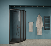 Gliss Douchecabine Kwartrond Opal Zwart 90x90 cm 5mm Veiligheidsglas 190cm helderglas met Nano-coating