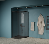 Gliss Douchecabine Kwartrond Opal Zwart 90x90 cm 5mm Veiligheidsglas 190cm helderglas met Nano-coating