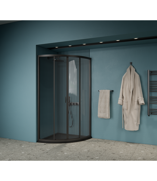 GLISS DESIGN Gliss Douchecabine Kwartrond Opal Zwart 90x90 cm 5mm Veiligheidsglas 190cm helderglas met Nano-coating