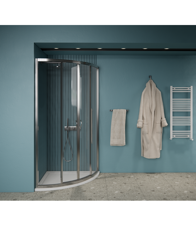 Gliss Douchecabine Kwartrond Opal Chroom 90x90 cm 5mm Veiligheidsglas 190cm helderglas met Nano-coating