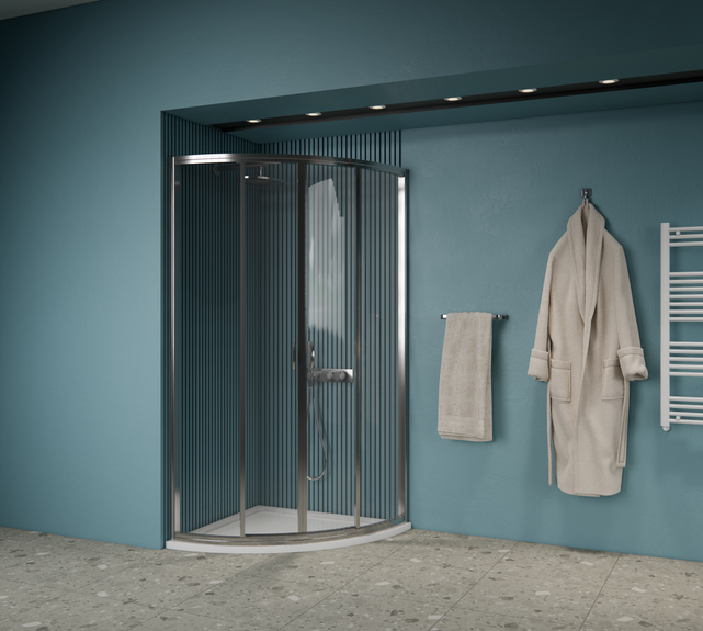 Gliss Douchecabine Kwartrond Opal Chroom 80x80 cm 5mm Veiligheidsglas 190cm helderglas met Nano-coating