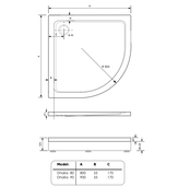 Gliss Kwartronde Douchebak Hoog Dhalia 90x90x12 cm Acryl Wit met Potenset en Afneembaar plint