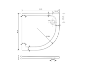 Gliss Kwartronde Douchebak Laag Leo 90x90x3 cm Marble Wit
