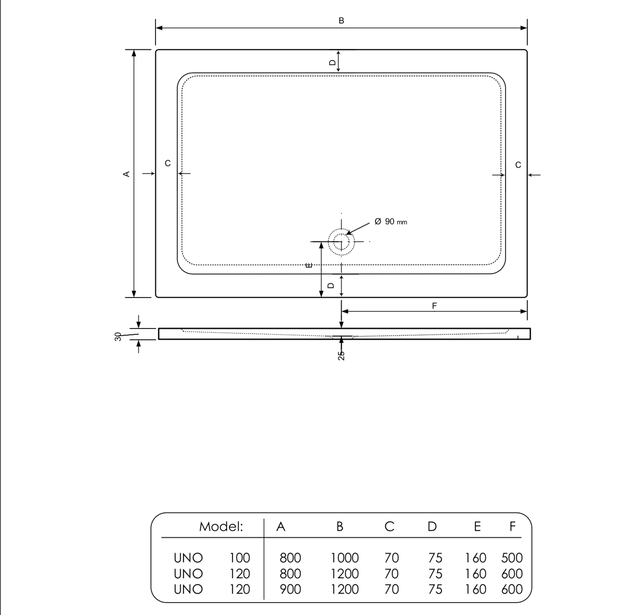Gliss Uno Douchebak Wit Laag 120x90 Cast Marble 3cm Gliss Uno Douchebak Wit Laag 120x90 Cast Marble 3cm