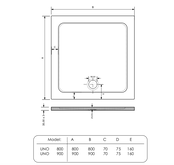 Gliss Uno Douchebak Wit Laag 90x90 Cast Marble 3cm