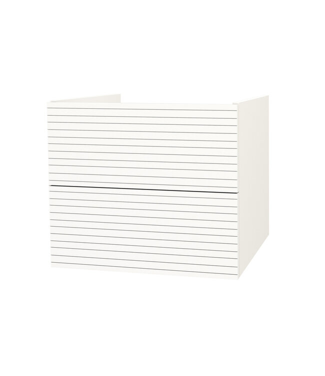 Wastafelonderkast Ribbelfront Elite Licht Hout 60cm Greeploos lades met horizontale reliëf