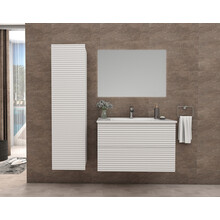 Wastafelonderkast Ribbelfront Elite Mat Wit 60cm Greeploos lades met horizontale reliëf