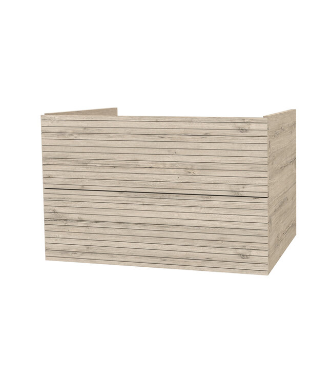 ALONI Wastafelonderkast Ribbelfront Elite Mat Wit 80cm Greeploos lades met horizontale reliëf