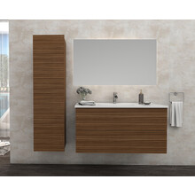 Wastafelonderkast Ribbelfront Elite Walnoot 80cm Greeploos lades met horizontale reliëf