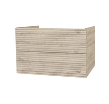 Wastafelonderkast Ribbelfront Elite Licht Hout 80cm Greeploos lades met horizontale reliëf