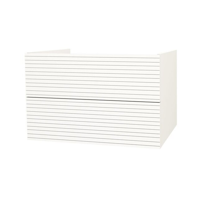 Wastafelonderkast Ribbelfront Elite Licht Hout 80cm Greeploos lades met horizontale reliëf