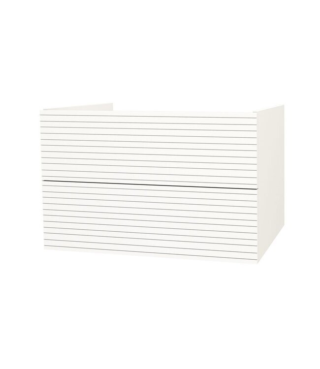 Wastafelonderkast Ribbelfront Elite Licht Hout 80cm Greeploos lades met horizontale reliëf