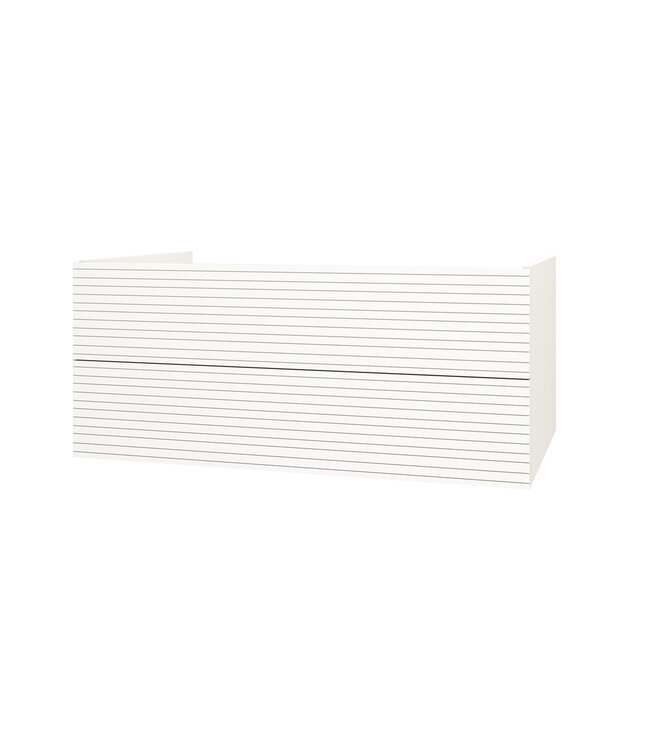 Wastafelonderkast Ribbelfront Elite Licht Hout 120cm Greeploos lades met horizontale reliëf