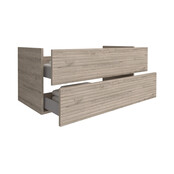 Wastafelonderkast Ribbelfront Elite Licht Hout 120cm Greeploos lades met horizontale reliëf Wastafelonderkast Ribbelfront Elite Licht Hout 120cm Greeploos lades met horizontale reliëf