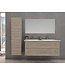 Wastafelonderkast Ribbelfront Elite Licht Hout 120cm Greeploos lades met horizontale reliëf