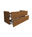ALONI Wastafelonderkast Ribbelfront Elite Walnoot 120cm Greeploos lades met horizontale reliëf