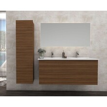 Wastafelonderkast Ribbelfront Elite Walnoot 120cm Greeploos lades met horizontale reliëf