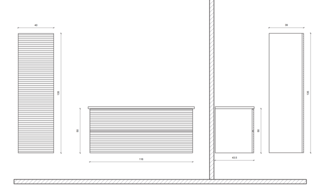 Wastafelonderkast Ribbelfront Elite Mat Wit 120cm Greeploos lades met horizontale reliëf