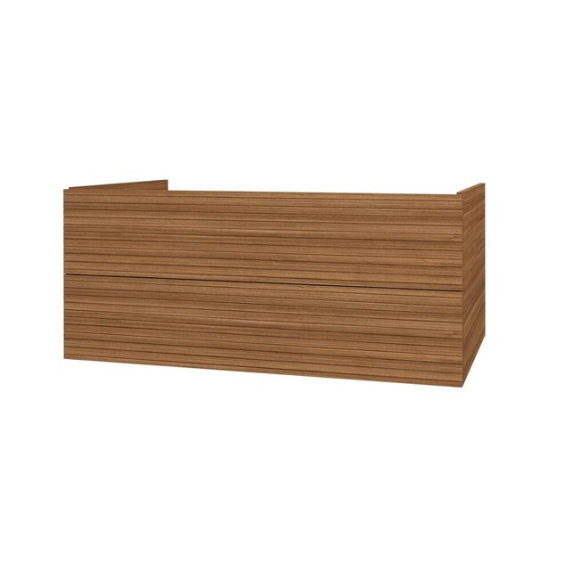 Wastafelonderkast Ribbelfront Elite Mat Wit 120cm Greeploos lades met horizontale reliëf