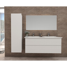 Wastafelonderkast Ribbelfront Elite Mat Wit 120cm Greeploos lades met horizontale reliëf