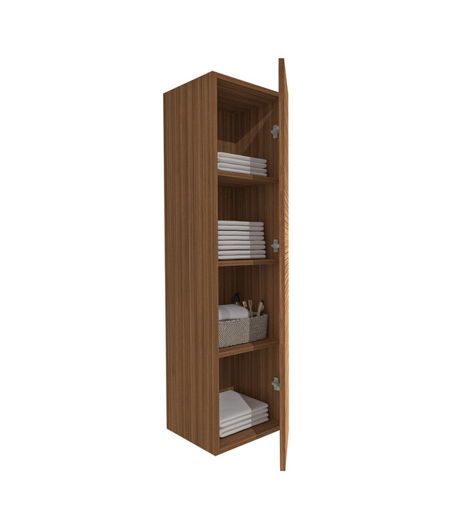 Badkamerkast Ribbelfront Elite Walnoot 160cm 2 Greeploos deuren Softclose