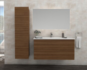 Badkamerkast Ribbelfront Elite Walnoot 135cm 2 Greeploos deuren Softclose