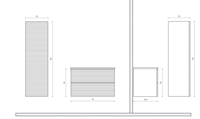 Badkamerkast Ribbelfront Elite Licht Hout 135cm 2 Greeploos deuren Softclose