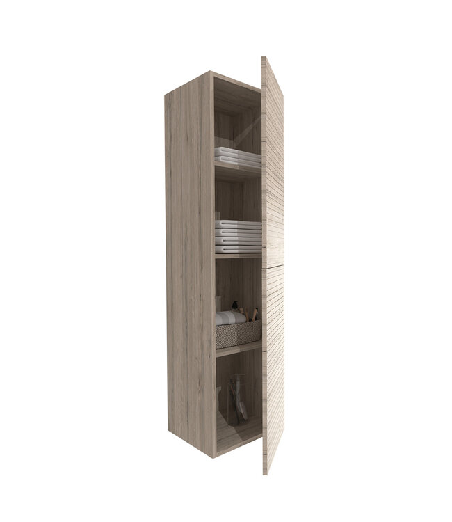 Badkamerkast Ribbelfront Elite Licht Hout 135cm 2 Greeploos deuren Softclose