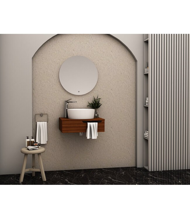 Badkamermeubel 60cm Felix Walnoot met Handdoekuitsparing