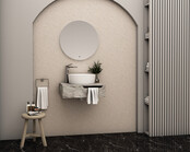 Badkamermeubel 60cm Felix Grijs Marmerlook met Handdoekuitsparing