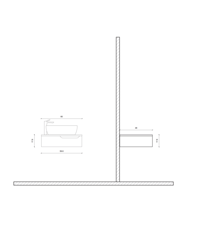 Badkamermeubel 60cm Felix Zwart Marmerlook met Handdoekuitsparing