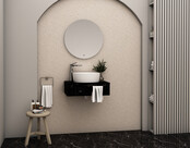 Badkamermeubel 60cm Felix Zwart Marmerlook met Handdoekuitsparing