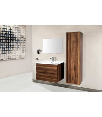 CREAVIT Creavit Sally badkamermeubel Garda Walnoot 100cm met keramische wastafel 2 lades Softclose