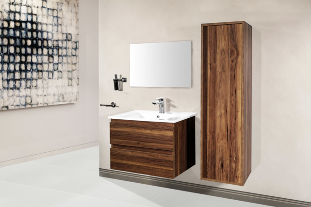 Creavit Sally badkamermeubel Garda Walnoot 100cm met keramische wastafel 2 lades Softclose