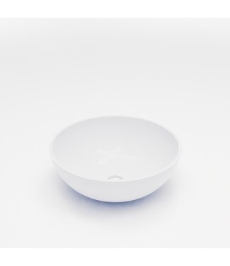 GLISS DESIGN Waskom Leto Glans Wit 40x15 cm Rond Solid Marmo