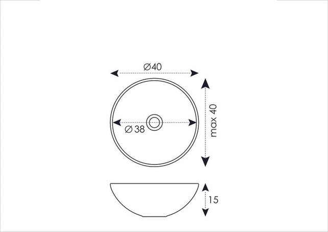 Waskom Leto Mat Wit 40x15 cm Rond Solid Marmo