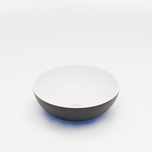 Waskom Leto Zwart-Wit Mat 40x15 cm Rond Solid Marmo