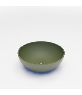 GLISS DESIGN Waskom Leto Olijfgroen Mat 40x15 cm Rond Solid Marmo