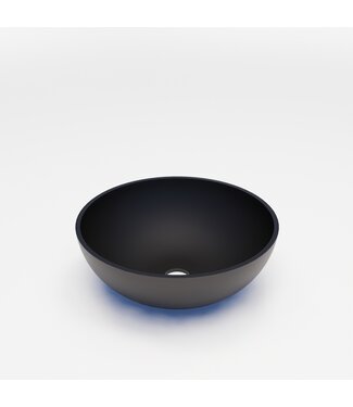 GLISS DESIGN Waskom Leto Mat Zwart 40x15 cm Rond Solid Marmo