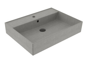 Wastafel 60 cm Edge Mat Beton Grijs met kraangat Keramiek ronde overloop