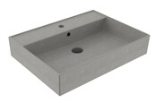 Wastafel 60 cm Edge Mat Beton Grijs zonder kraangat Keramiek ronde overloop