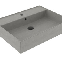 Wastafel 60 cm Edge Mat Beton Grijs zonder kraangat Keramiek ronde overloop