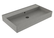Wastafel 80 cm Edge Mat Beton Grijs met kraangat Keramiek ronde overloop