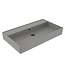 Wastafel 80 cm Edge Mat Beton Grijs met kraangat Keramiek ronde overloop